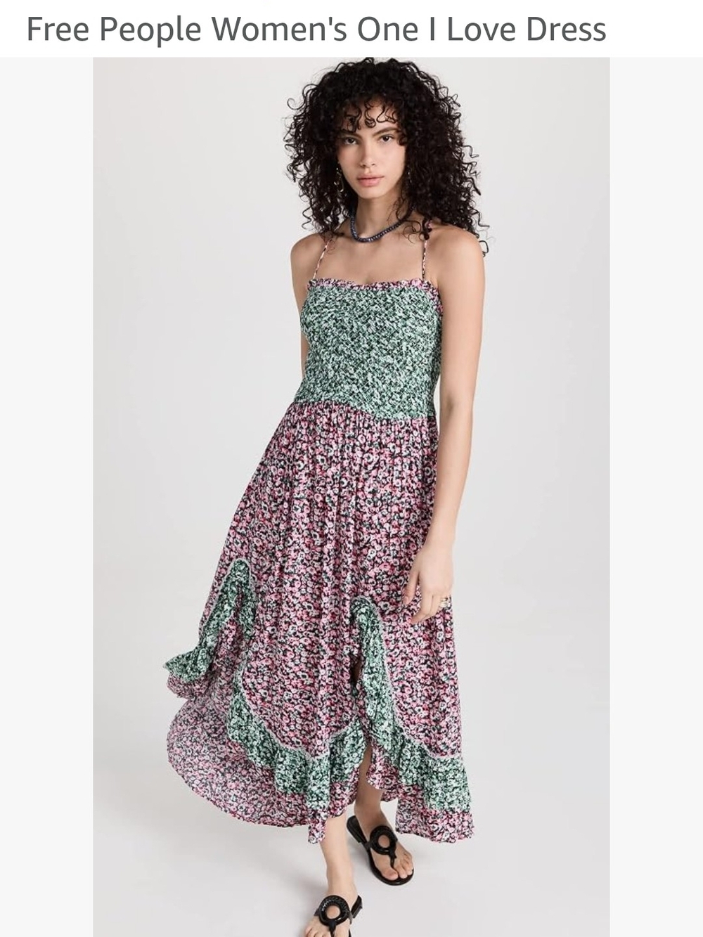 Free People Women's Pink & Green Floral Maxi Dress